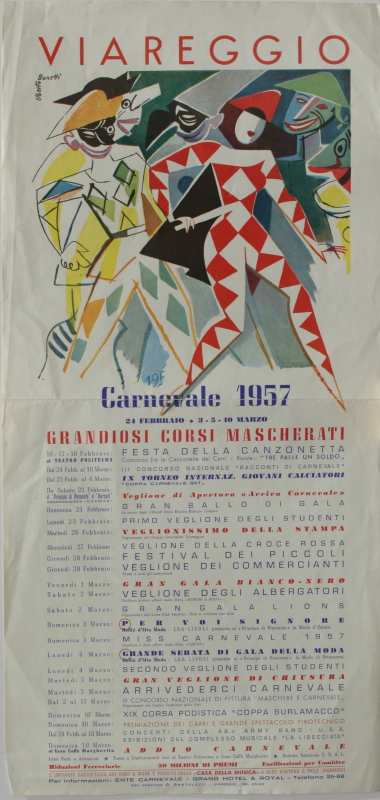 Locandina del Carnevale di Viareggio 1957 con annesso il programma
