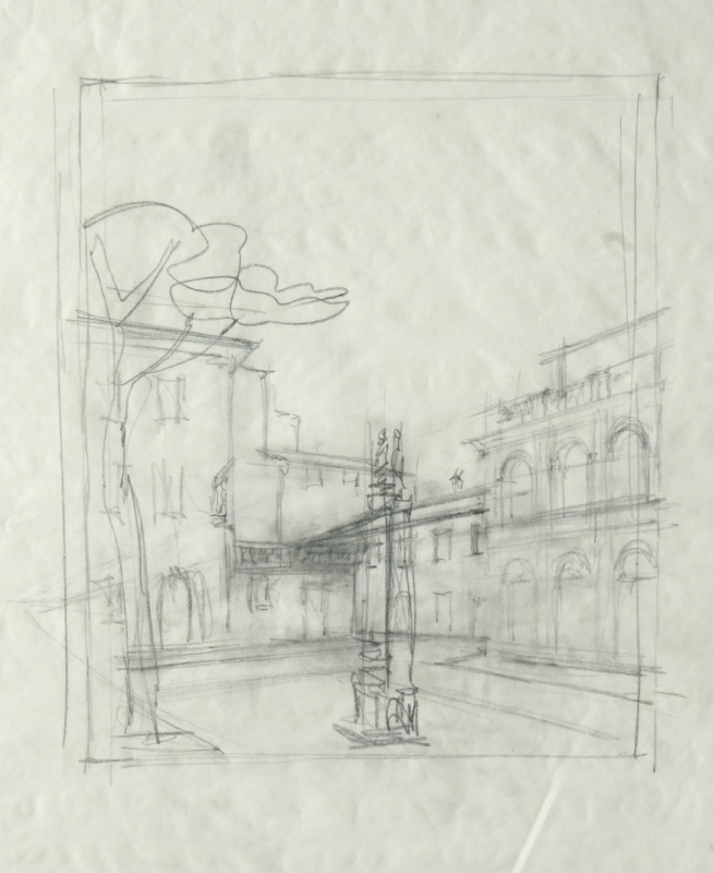Studio per l”acquerello di Piazza Ippolito Ragghianti di Viareggio