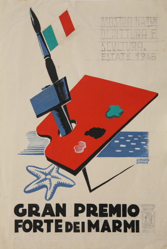 Studio per la locandina del Gran Premio Forte dei Marmi 1948