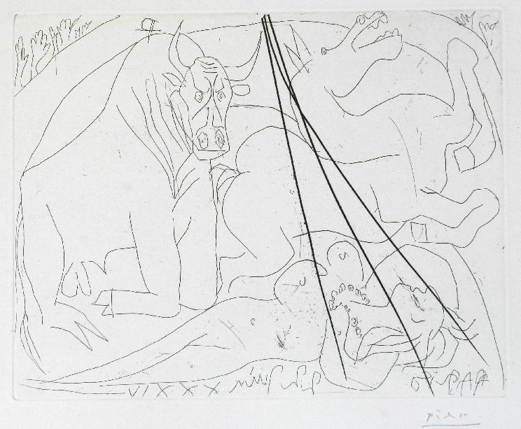 Tauromachie et femme couchée
