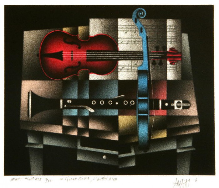 Un violon rouge, l‘autre bleu