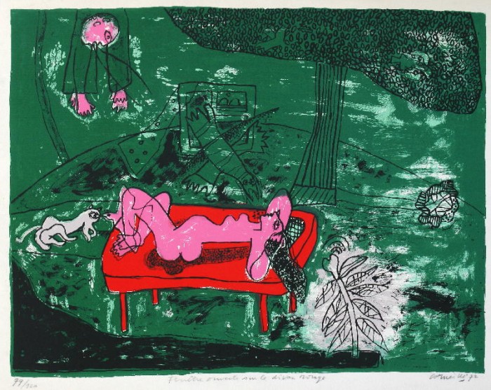Fenetre ouverte sur le divan rouge