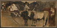 GAMC immagine opera, Lorenzo Viani, Lavoratori del marmo in Versilia, 1936, tempera su tela, cm.187x397