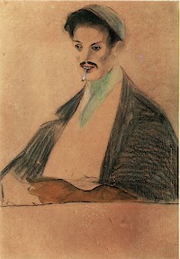 GAMC immagine opera, Lorenzo Viani, Giovane dalla sigaretta, 1910-12, Carboncino, acquerello, pastello su cartone, cm.96,5x68
