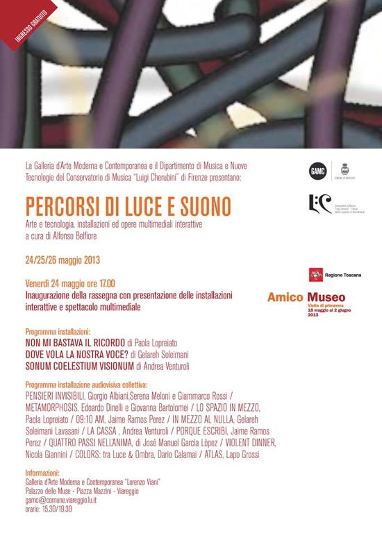 GAMC - Galleria di Arte Moderna - Mostra : PERCORSI DI LUCE E SUONO, immagine