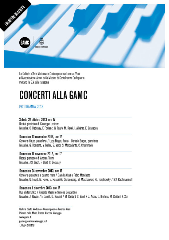 GAMC - Galleria di Arte Moderna - Mostra : CONCERTI ALLA GAMC Programma 2013, immagine