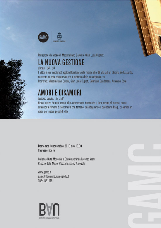 GAMC - Galleria di Arte Moderna - Mostra : NUOVE GESTIONI / AMORI E DISAMORI Proiezioni video, immagine