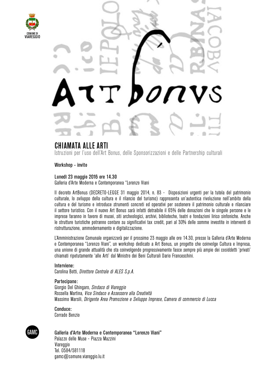 GAMC - Galleria di Arte Moderna - Mostra : CHIAMATA ALLE ARTI. Workshop, immagine