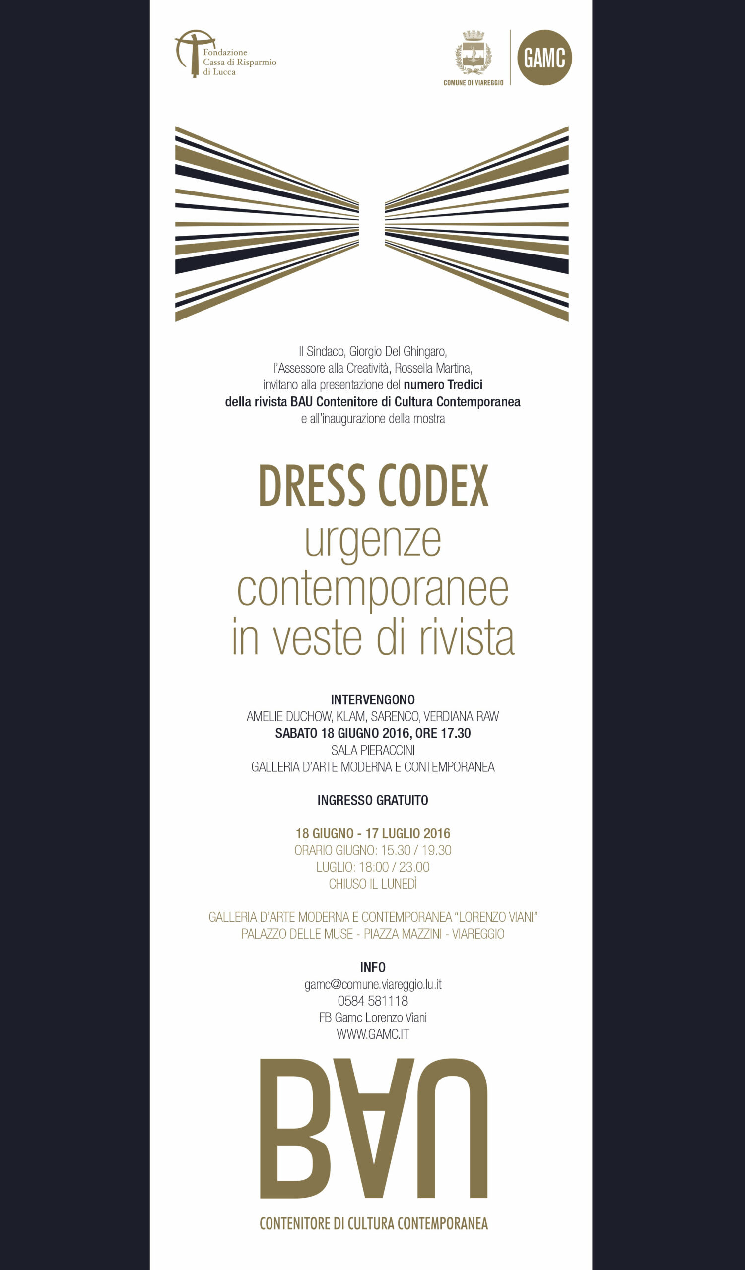 GAMC - Galleria di Arte Moderna - Mostra : Inaugurazione mostra BAU Tredici - DRESS CODEX, immagine