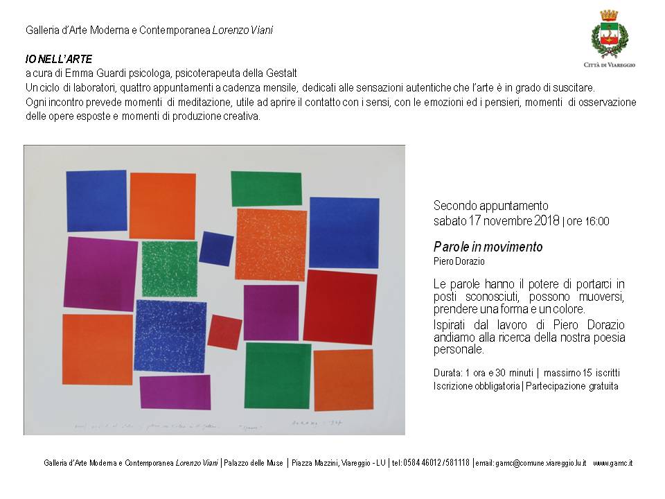 GAMC - Galleria di Arte Moderna - Mostra : Progetto IO NELL ARTE. II appuntamento: PAROLE IN MOVIMENTO, immagine